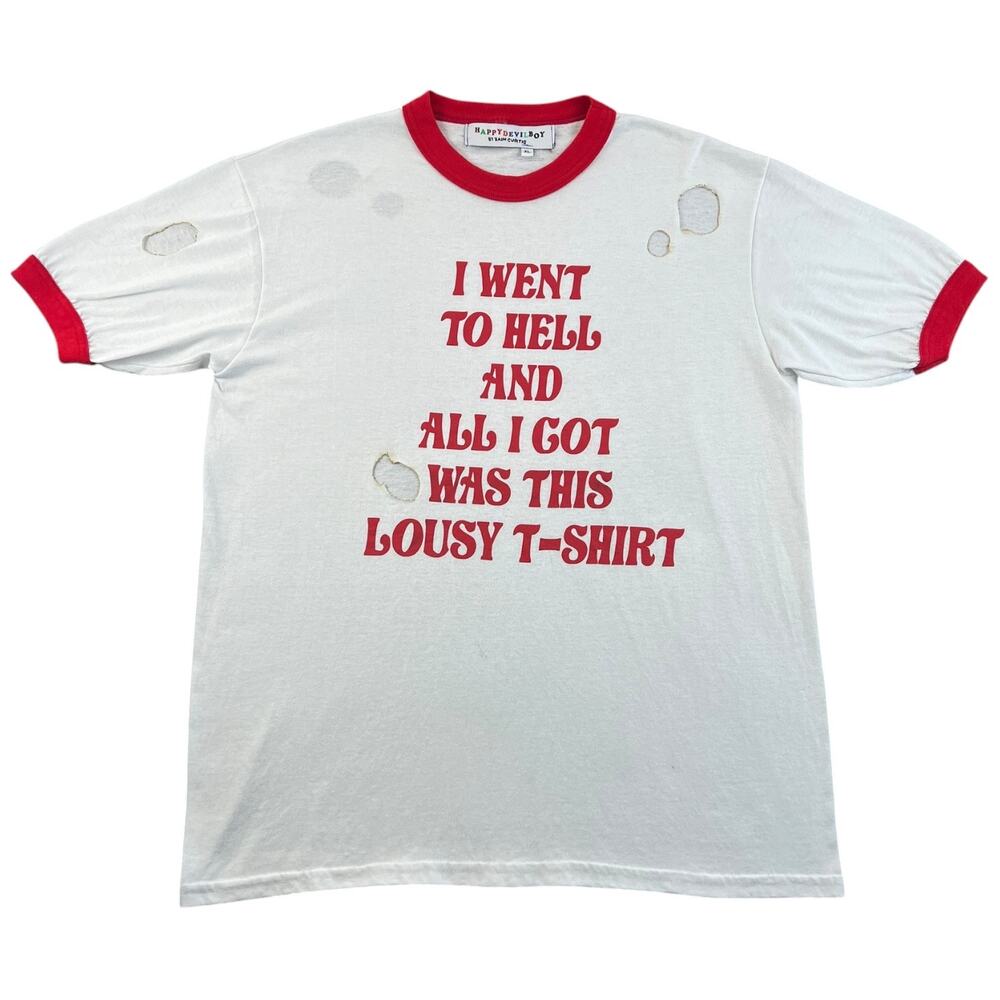 Happy Devil Boy Zain Curtis Tee I Went to Hell Distressed Ringer T-Shirt - XL